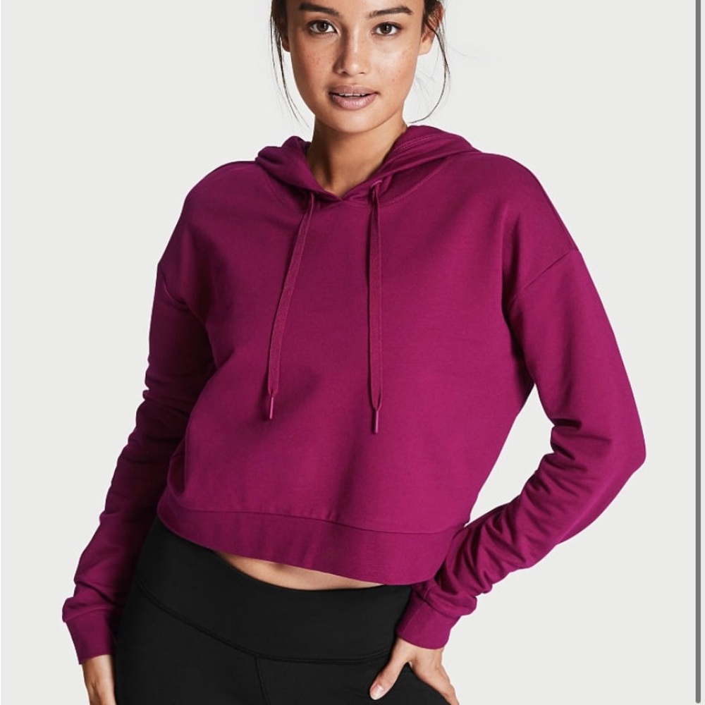 Victoria's Secret Sport Burgundy Cropped Hoodie